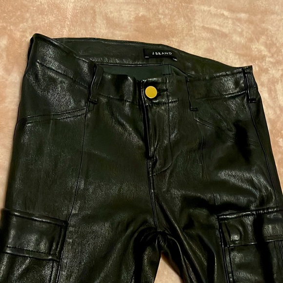 J Brand 💯 percent Lamb Leather Skinny Pants Gold Hardware Size 26 - Picture 5 of 17